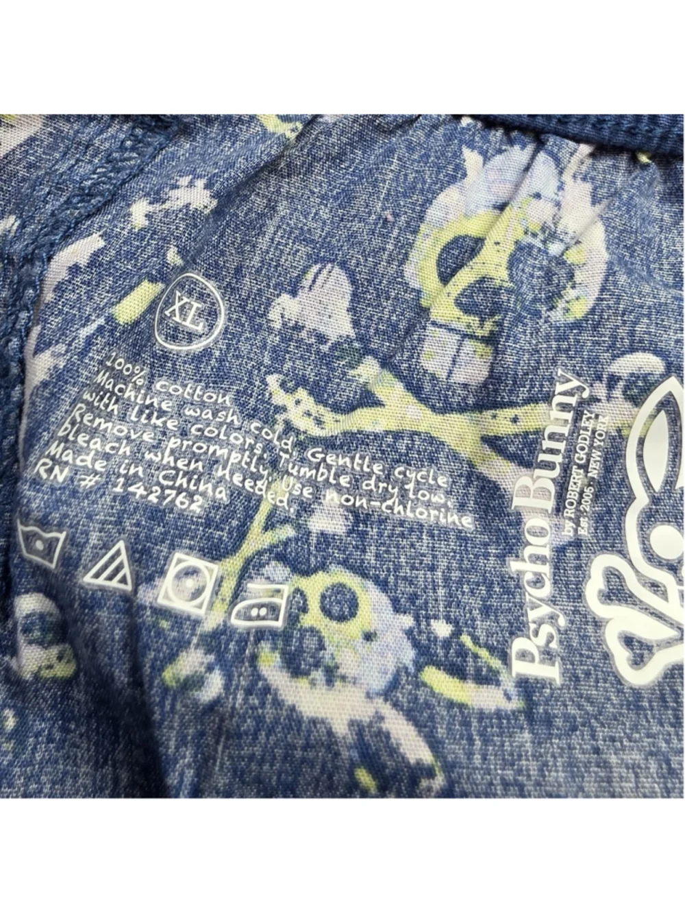 Psycho Bunny Robert Godley Mens XL Boxer Shorts Skull Print 100% Cotton Blue